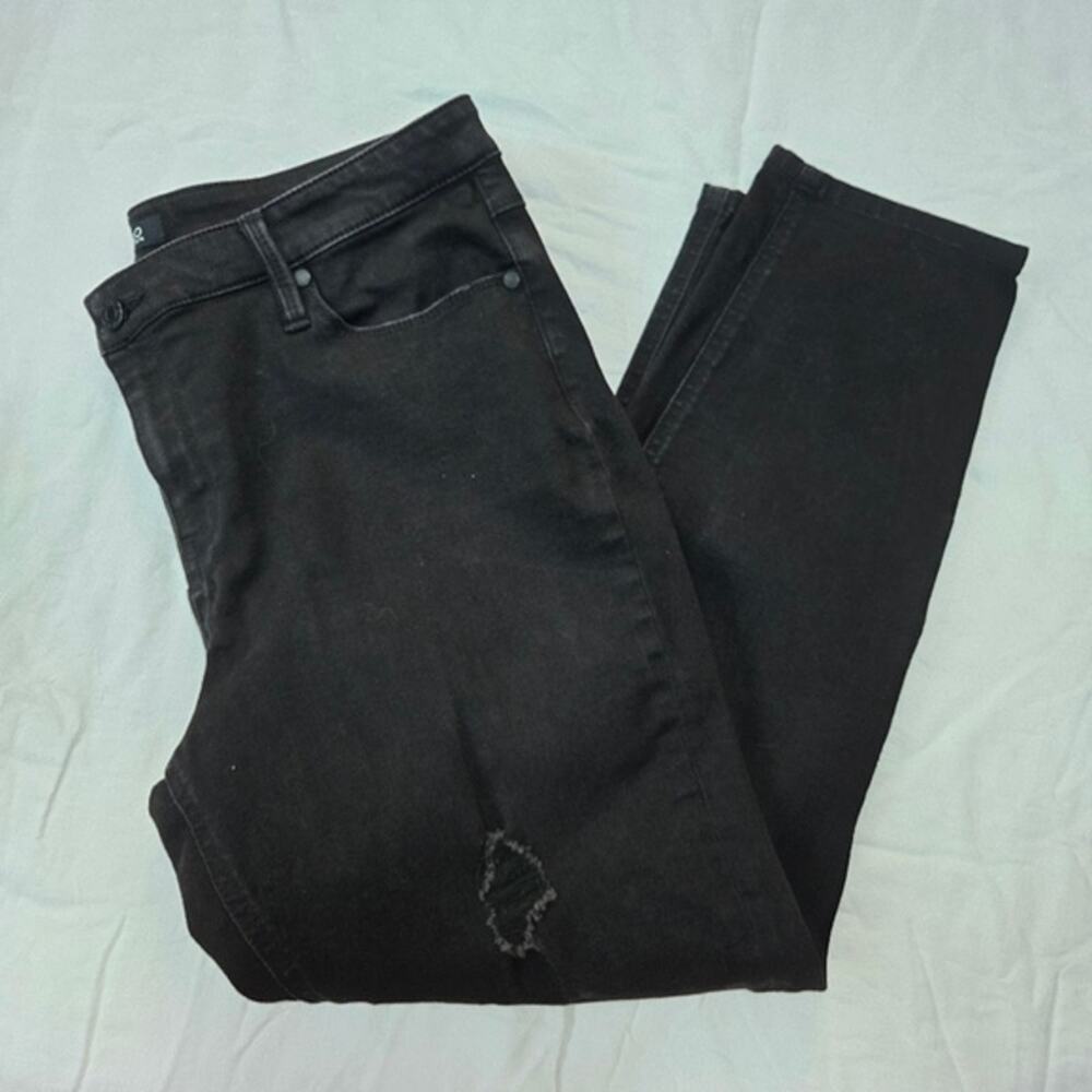 Buffalo David Bitton Mid-Rise Skinny Black Denim Ripped Jeans Jess 14/34